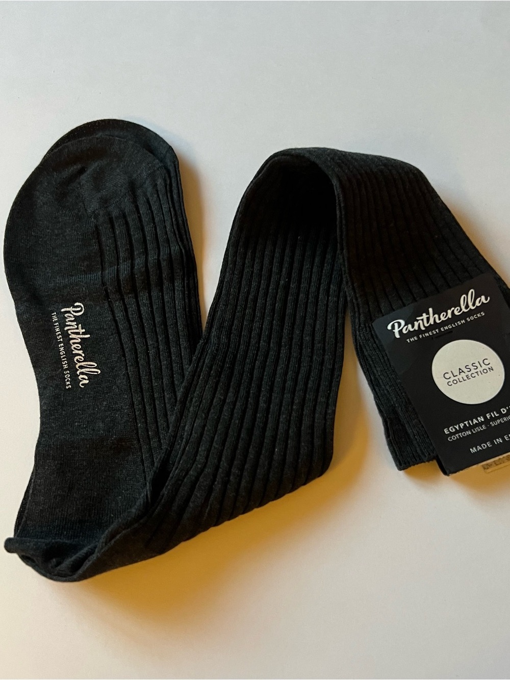 PANTHERELLA 6614 DANVERS MENS EGYPTIAN COTTON LONG KNEE HIGH SOCKS DARK GREY MED